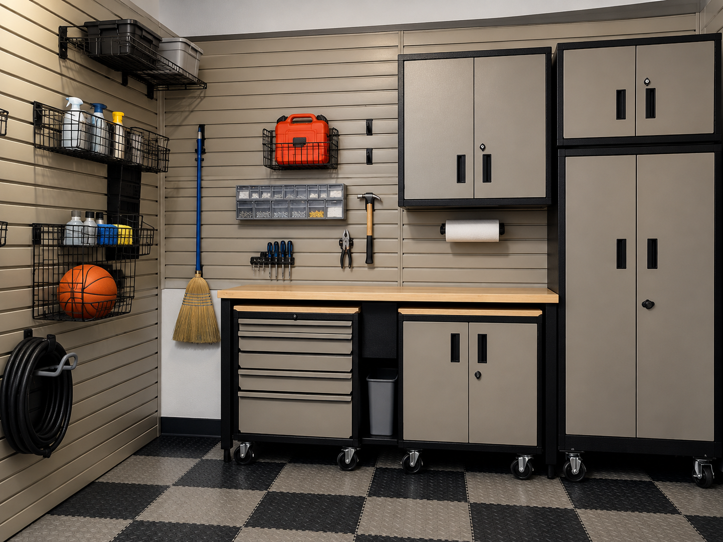 HandiWALL baskets, hooks and tool storage